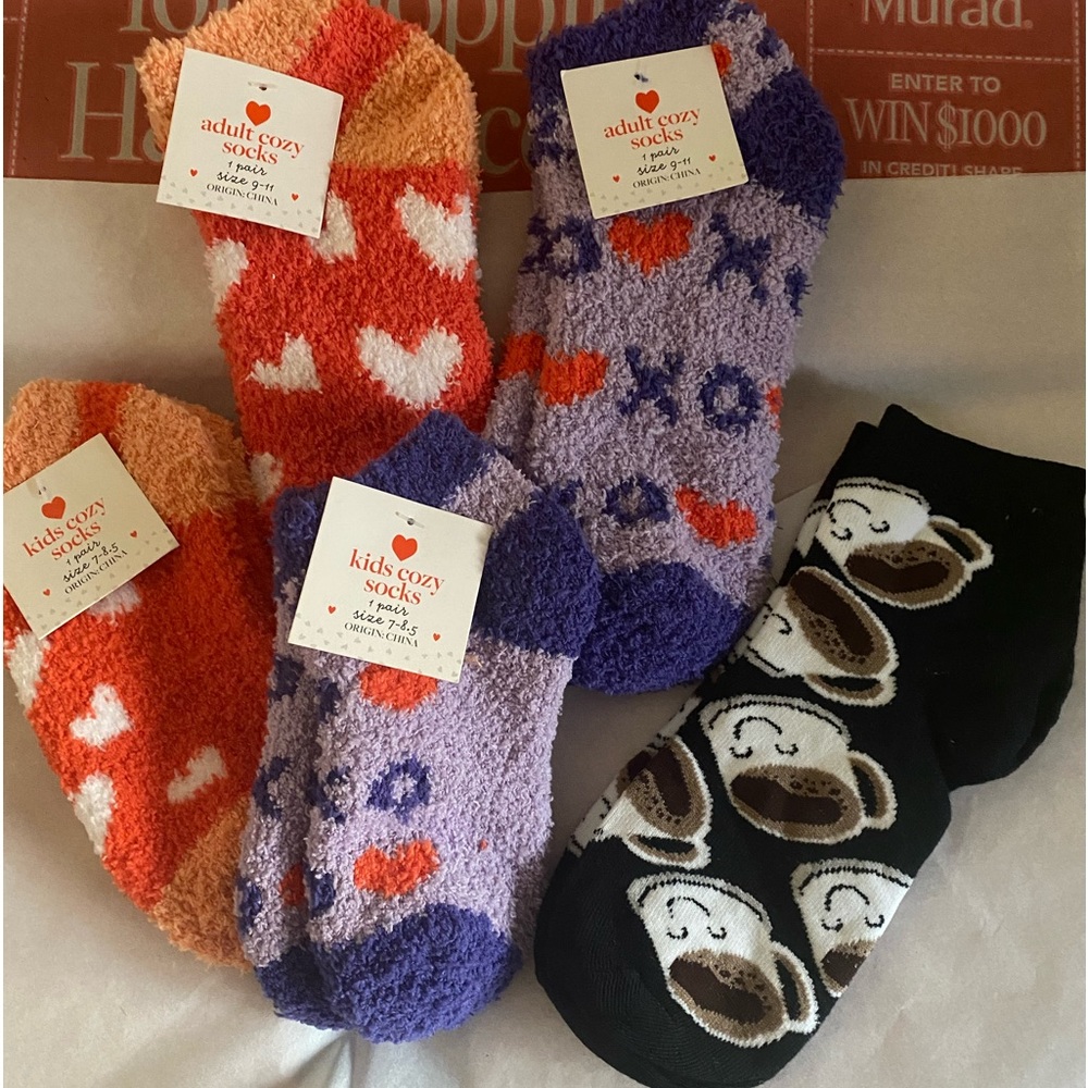 NWT Sock Bundle Mommy & Kids Matching Socks & Cute Coffee pr. 5 pairs Total